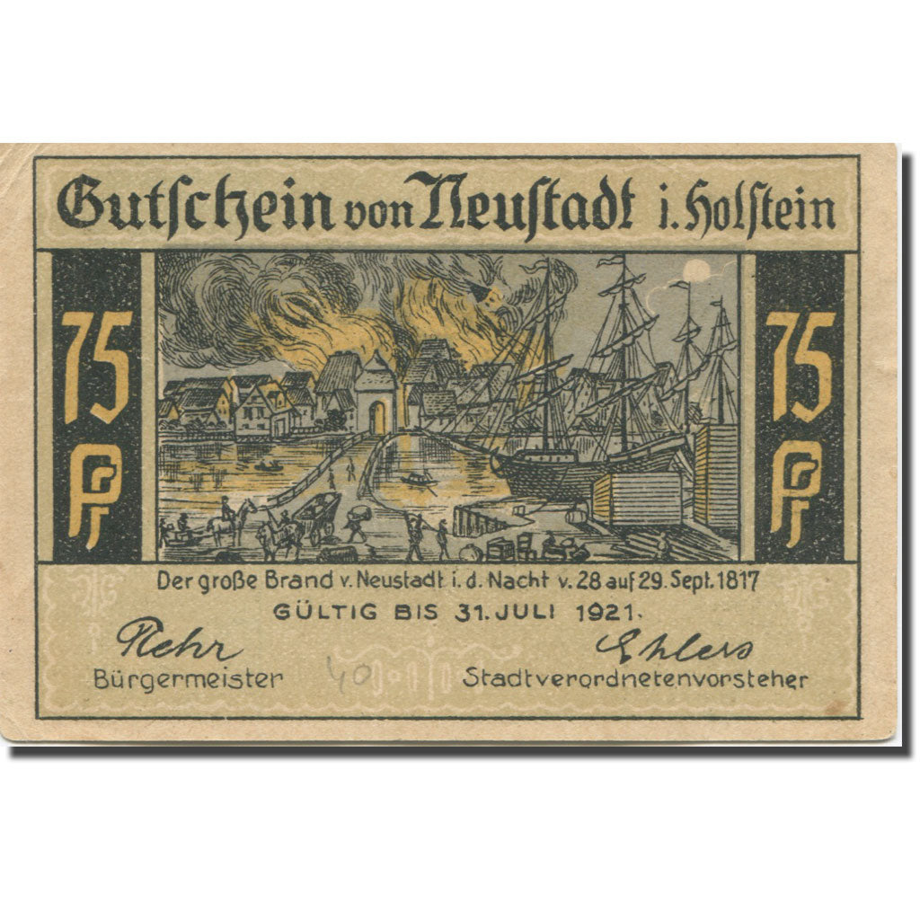 Geldschein, Deutschland, Neustadt, 75 Pfennig, rue, 1921 VZ Mehl:963.1b