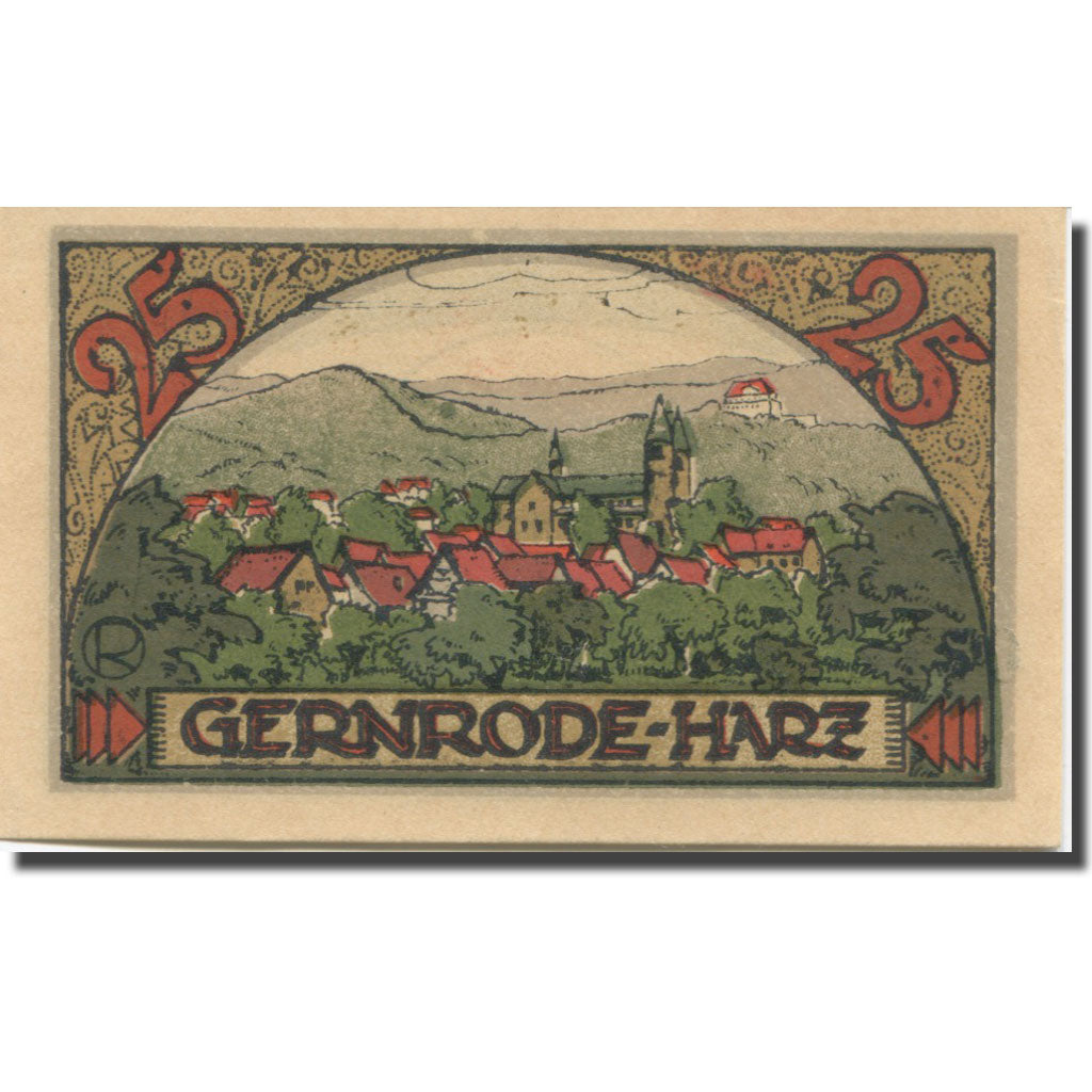 Banknote Germany Gernrode-Harz, 25 Pfennig, château, 1921 UNC(63) Mehl:FS 423.2a