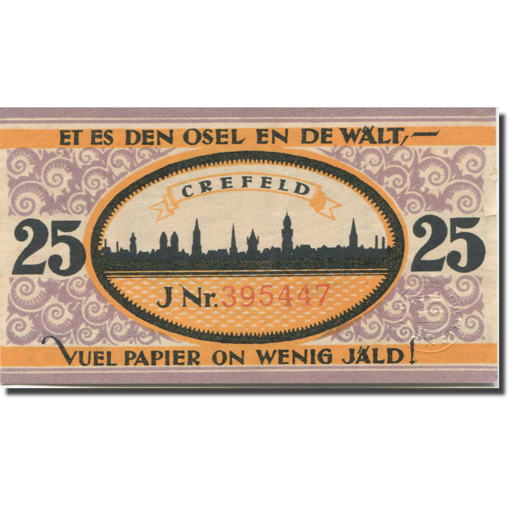 Banconote, Germania, Crefeld, 25 Pfennig, Ville, 1923 SPL Mehl:FS 246.1a