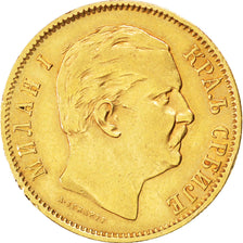 SERBIA, 10 Dinara, 1882, Vienne, KM #16, EF(40-45), Gold, 3.19