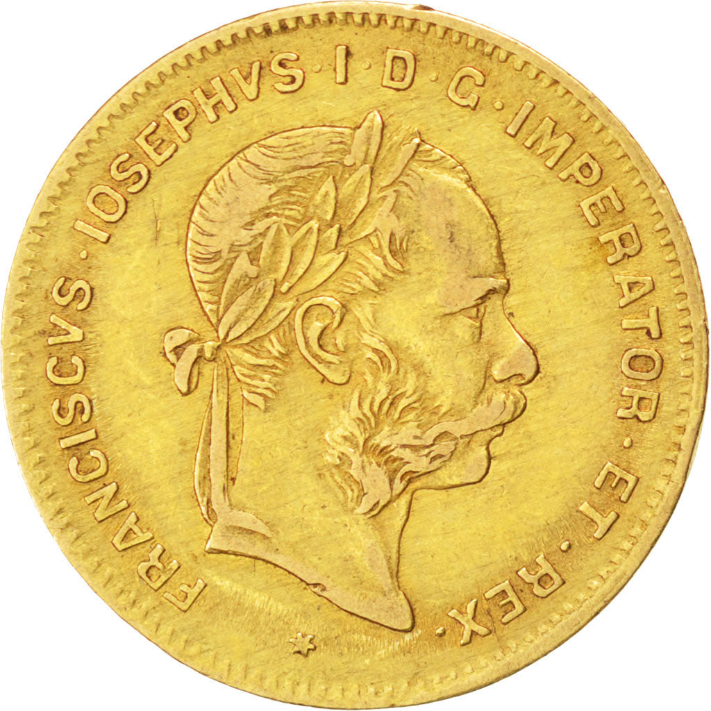 AUSTRIA, 4 Florin 10 Francs, 1885, KM #2260, EF(40-45), Gold, 3.20