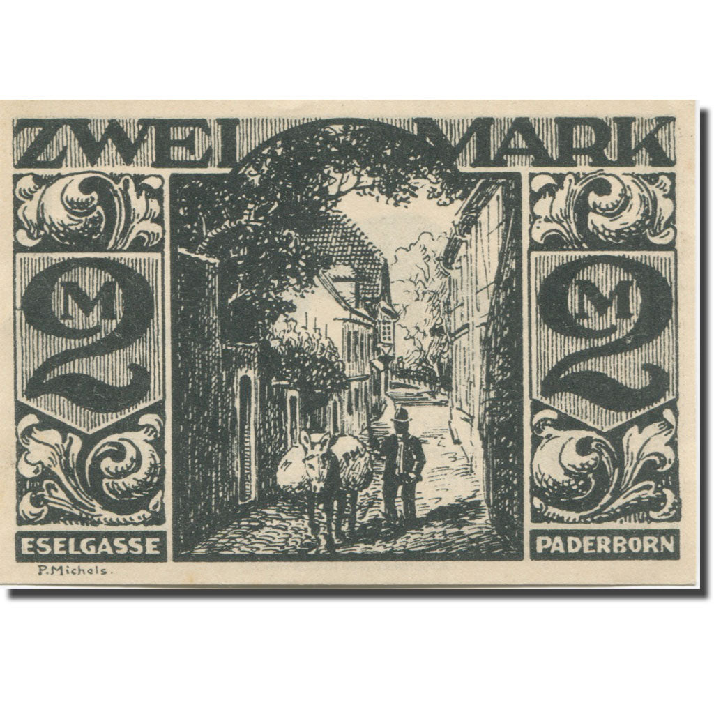 Banknote, Germany, Paderborn, 2 Mark, âne, 1921, 1921-11-10, UNC(63) Mehl:1043.4
