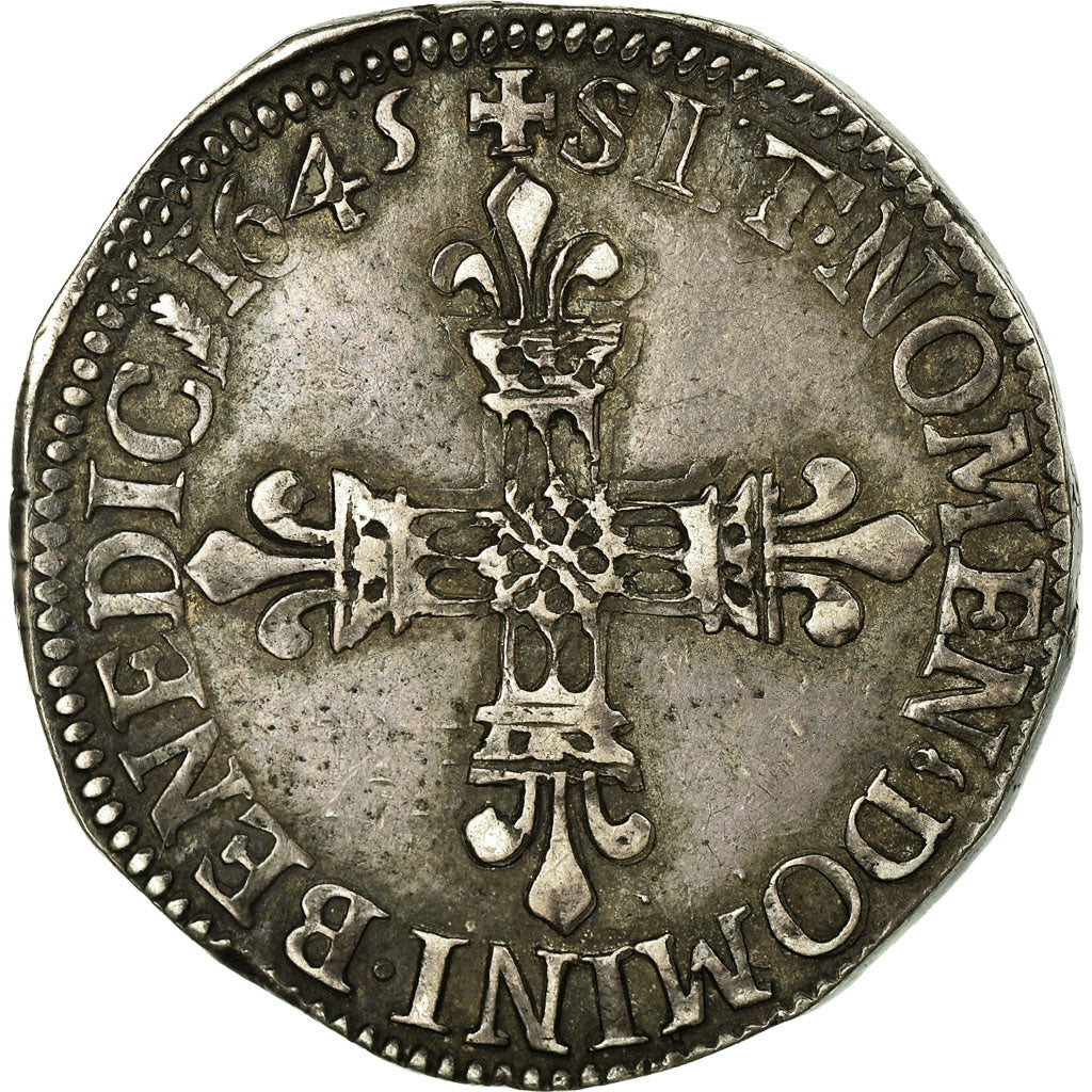 Coin, France, Louis XIV, 1/4 Écu, frappé au marteau, 1/4 Ecu, 1645, Poitiers