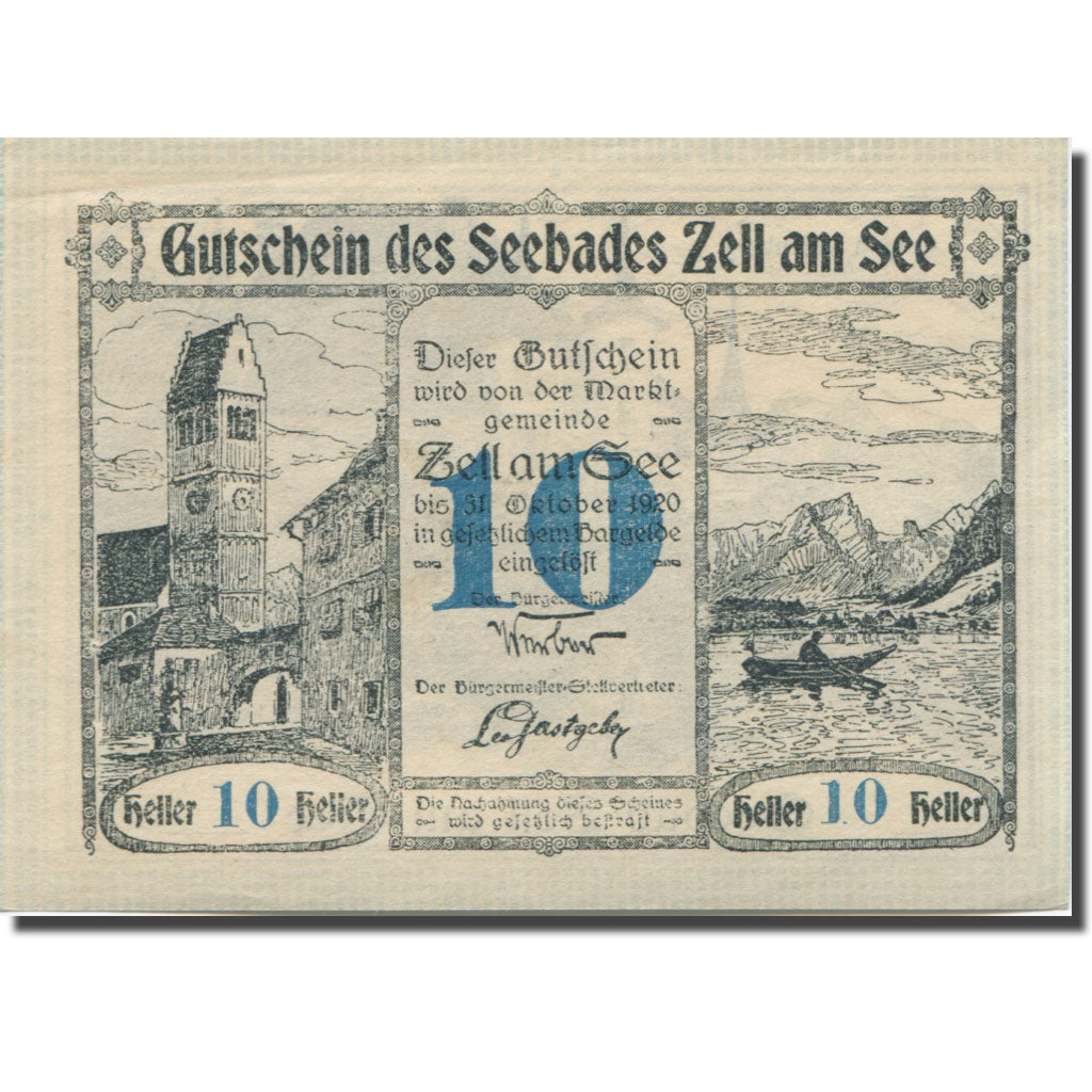 Geldschein, Österreich, Zell am See, 10 Heller, lac, 1920 UNZ- Mehl:FS 1270II