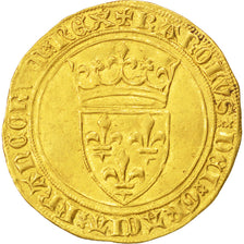 FRANCE, Ecu d'or, 1385, AU(55-58), Gold, Duplessy #369, 3.94
