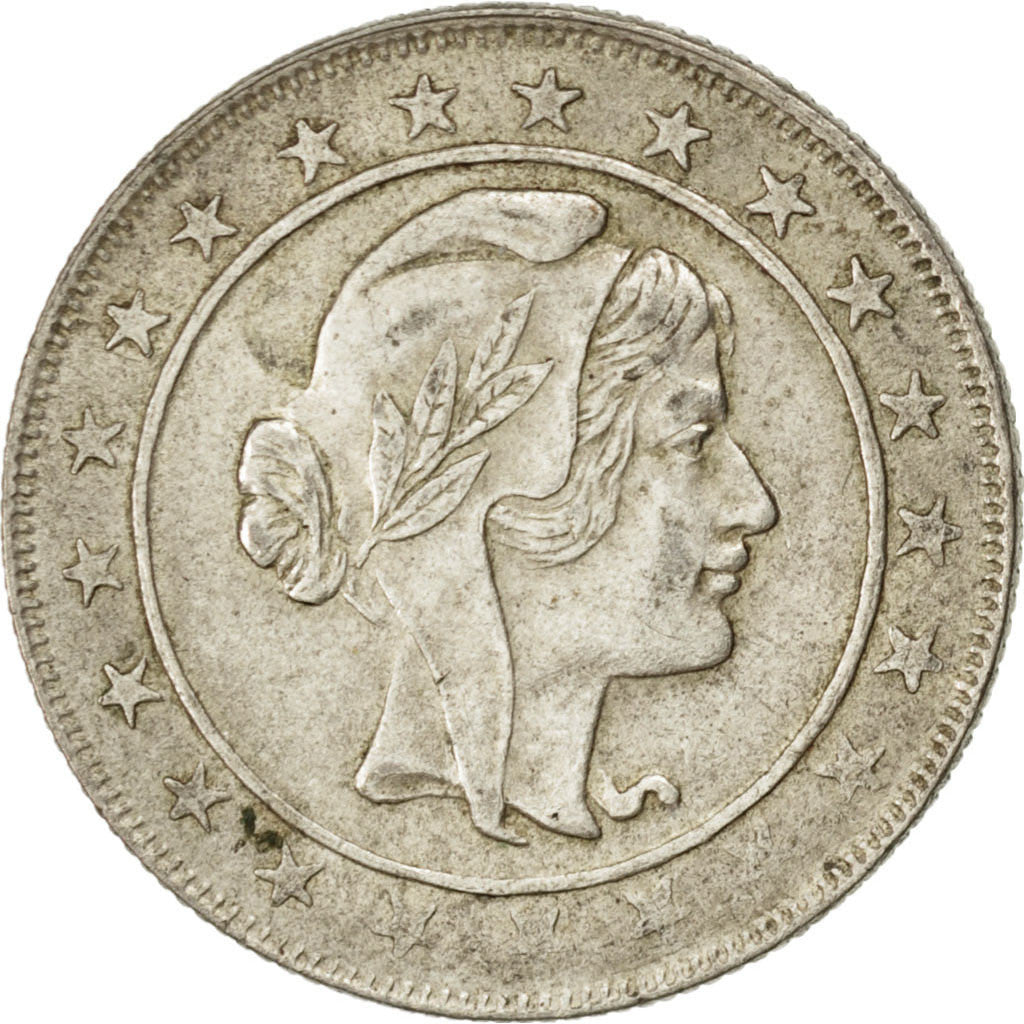 BRAZIL, 2000 Reis, 1924, KM #526, AU(55-58), Silver, 26, 8.02