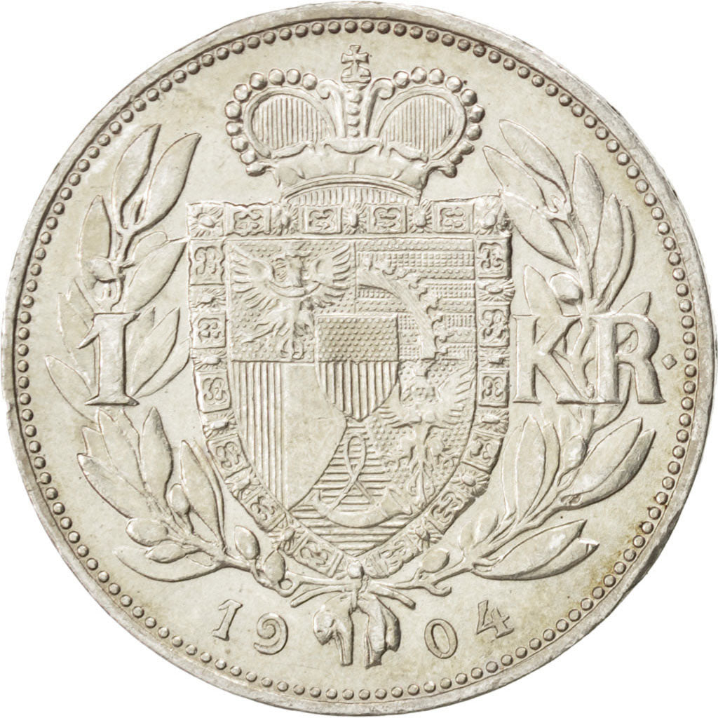 LIECHTENSTEIN, Krone, 1904, KM #2, AU(55-58), Silver, 23, 4.98