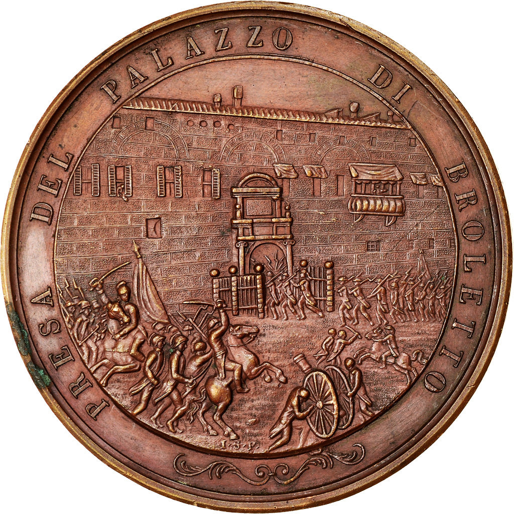 Italy, Medal, Prise du Palais de Broletto par les Habitants de Brescia, History