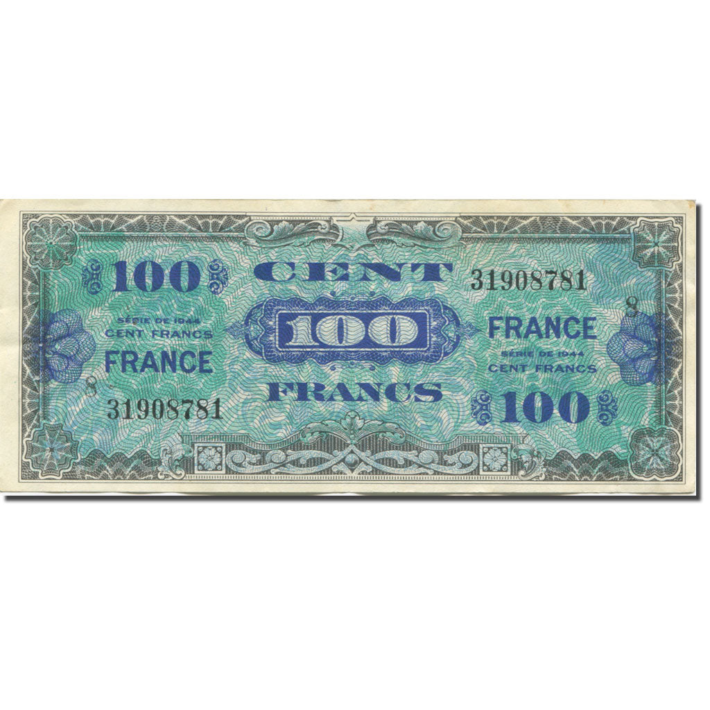 France, 100 Francs, 1945 Verso France, 1945, EF(40-45), Fayette:VF25.8, KM:123c