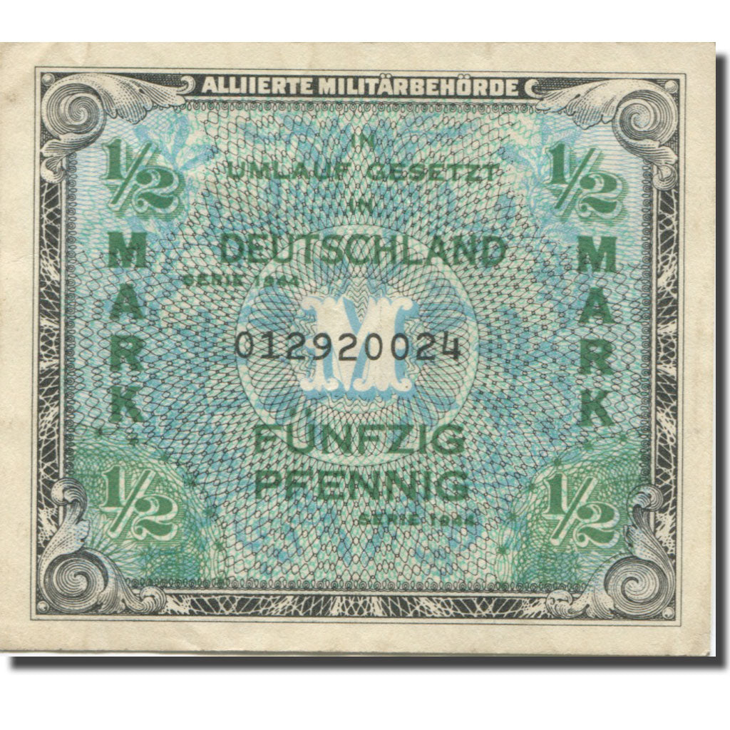 Billet, Allemagne, 1/2 Mark, 1944, KM:191a, TTB