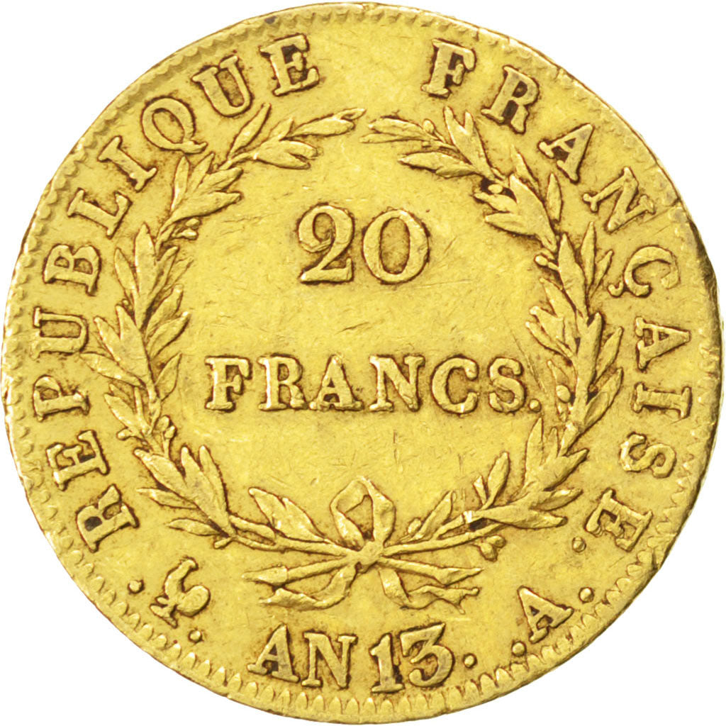 Premier Empire, 20 Francs or Napoléon Ier tête nue An 13 Paris, KM 663.1