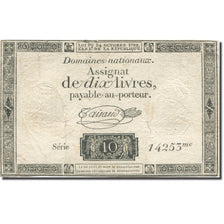 França, 10 Livres, 1792, Taisaud, 1792-10-24, F(12-15), KM:A66b