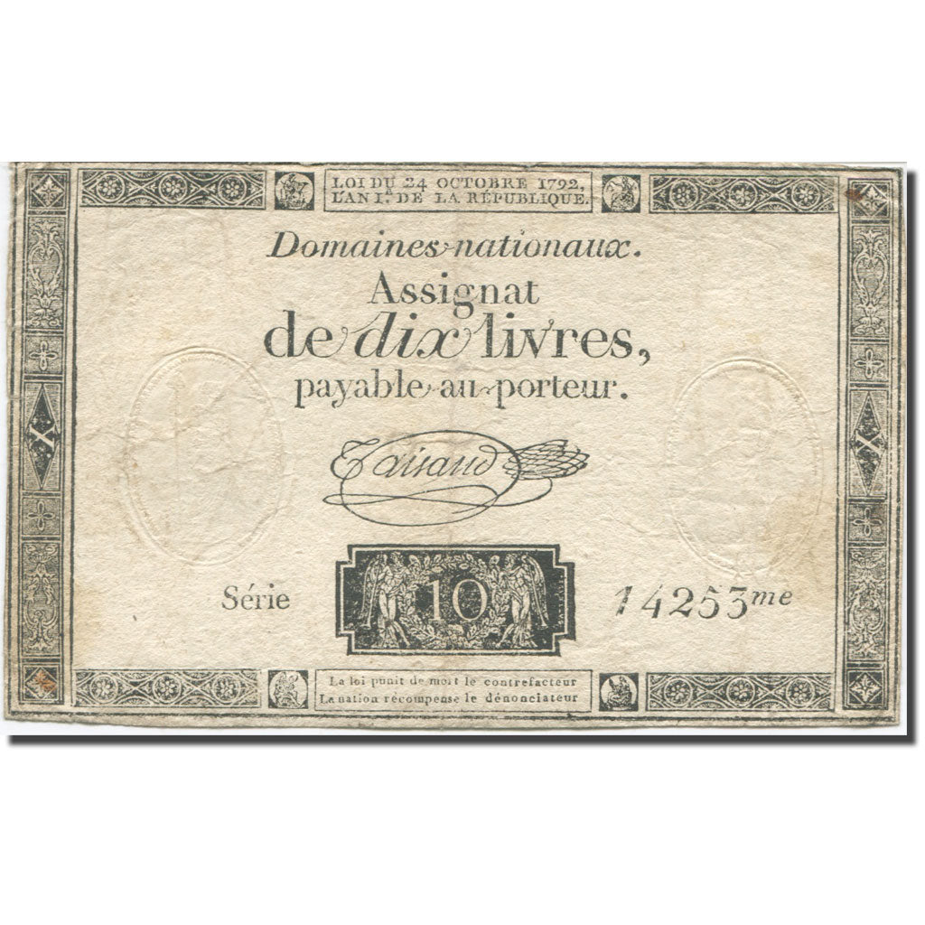 Frankreich, 10 Livres, 1792, Taisaud, 1792-10-24, SGE+, KM:A66b