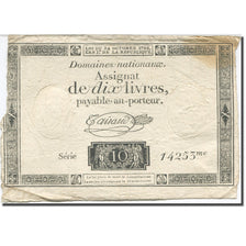 França, 10 Livres, 1792, Taisaud, 1792-10-24, VF(20-25), KM:A66b