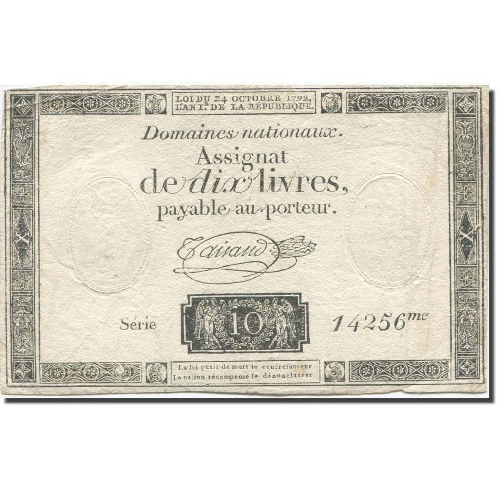 Frankrijk, 10 Livres, 1792, Taisaud, 1792-10-24, TB, KM:A66b