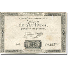 França, 10 Livres, 1792, Taisaud, 1792-10-24, VF(20-25), KM:A66b