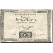 França, 10 Livres, 1792, Taisaud, 1792-10-24, VF(20-25), KM:A66b