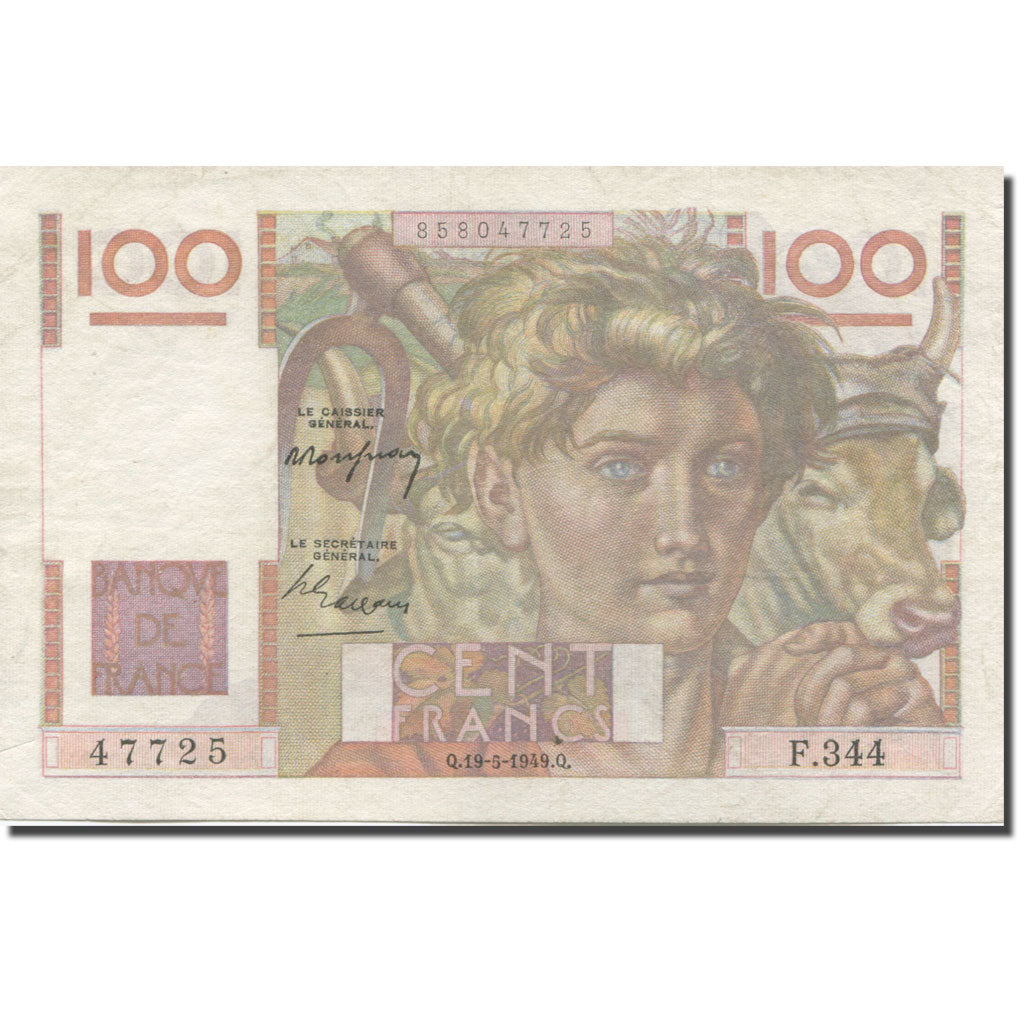 France, 100 Francs, Jeune Paysan, 1949, 1949-05-19, EF(40-45), Fayette:28.24