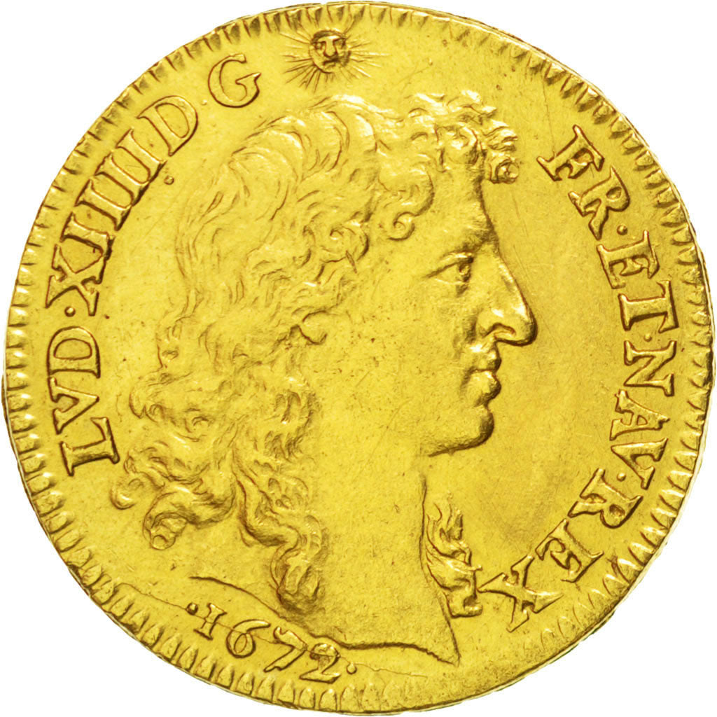 FRANCE, Louis d'or à la tête nue, Louis D'or, 1672, Paris, KM #219.1, MS(60-62),