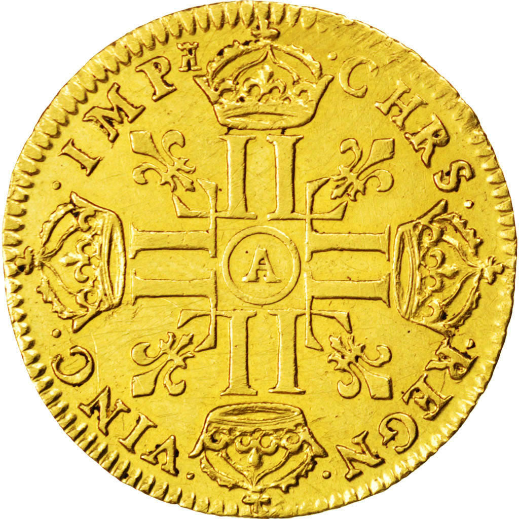 FRANCE, Louis d'or à la tête nue, Louis D'or, 1672, Paris, KM #219.1, MS(60-62),