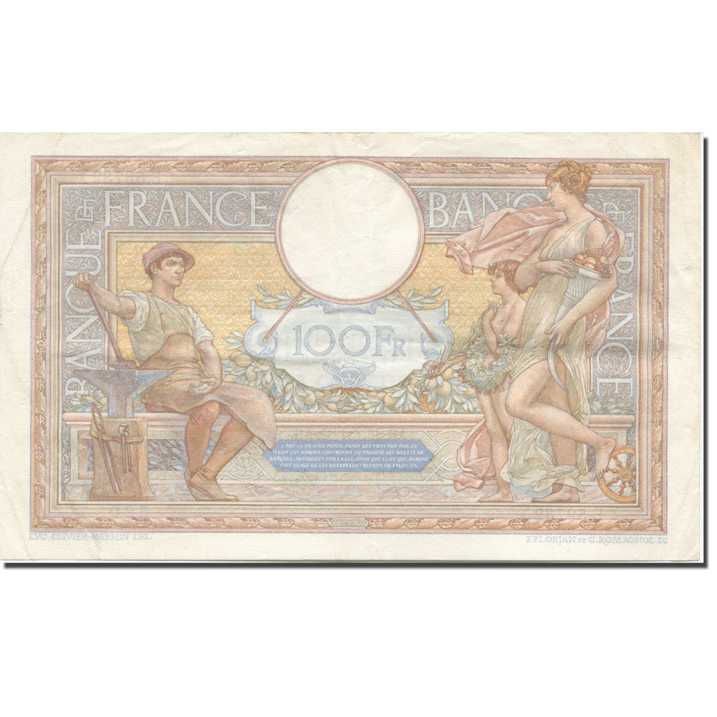 France, 100 Francs, Luc Olivier Merson, 1938, 1938-06-16, EF(40-45)