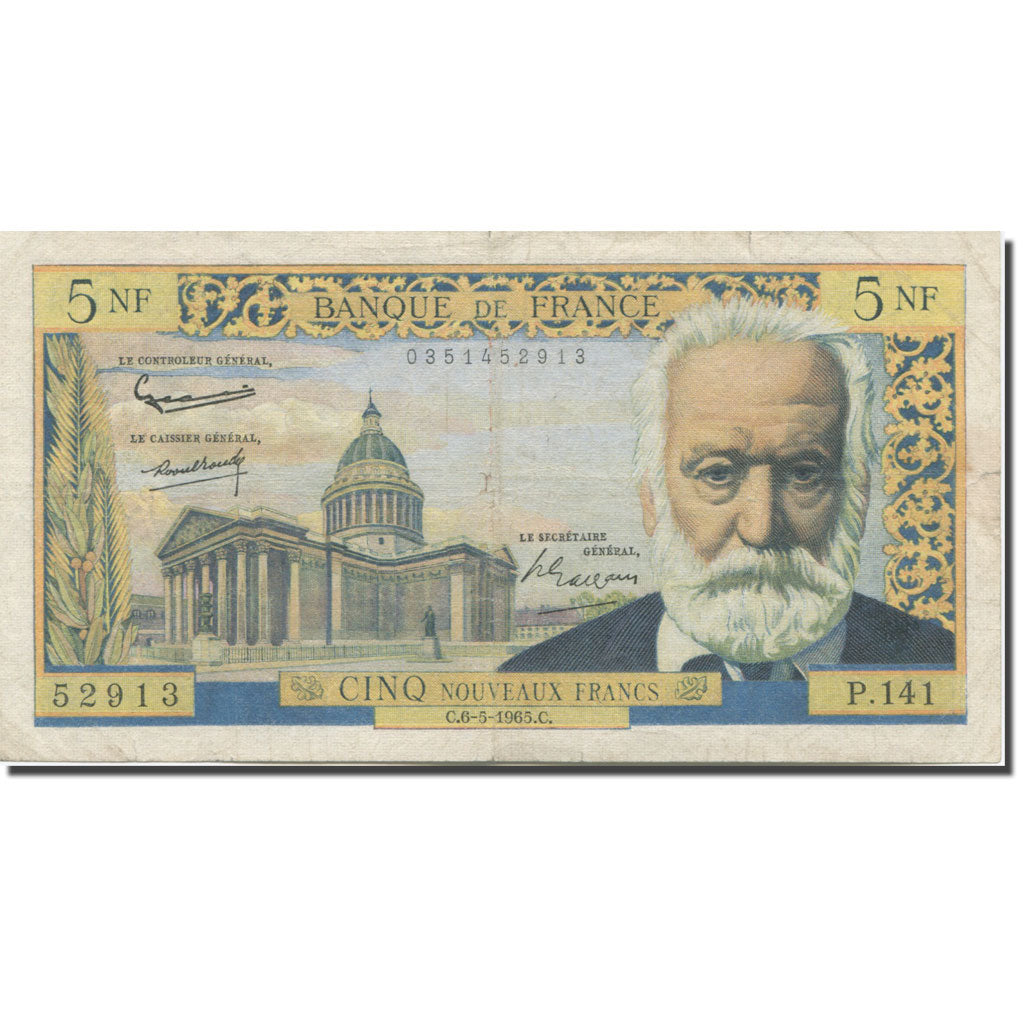 Frankrijk, 5 Nouveaux Francs, Victor Hugo, 1965, 1964-05-06, TB, Fayette:56.18
