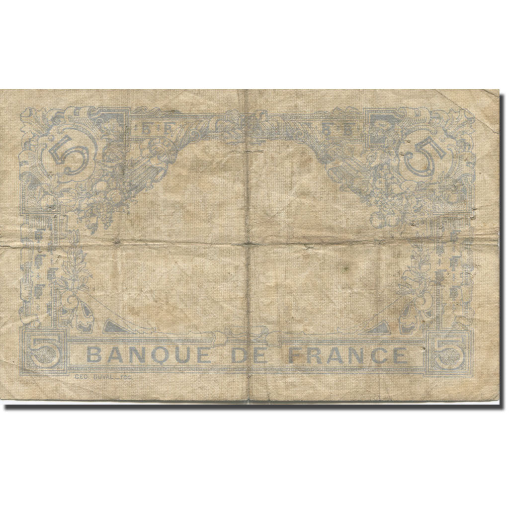 Francia, 5 Francs, Bleu, 1917, 1917-01-22, D+, Fayette:02.47, KM:70