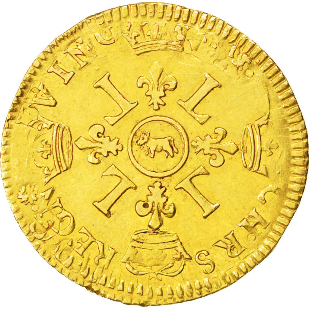Coin, France, Louis XIV, Louis d'or de Béarn aux 4 L, Louis d'Or, 1693, Pau