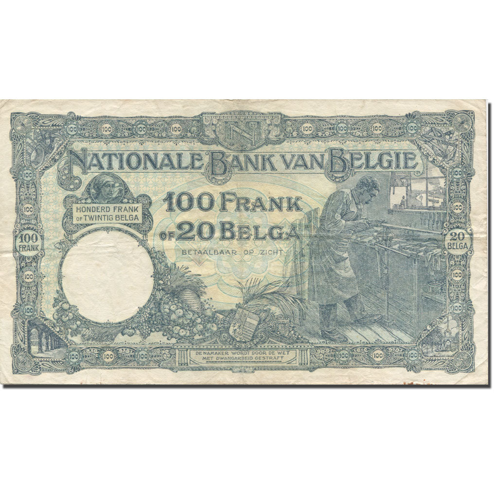 Banknote, Belgium, 100 Francs-20 Belgas, 1930, 1930-10-03, KM:102, VF(20-25)