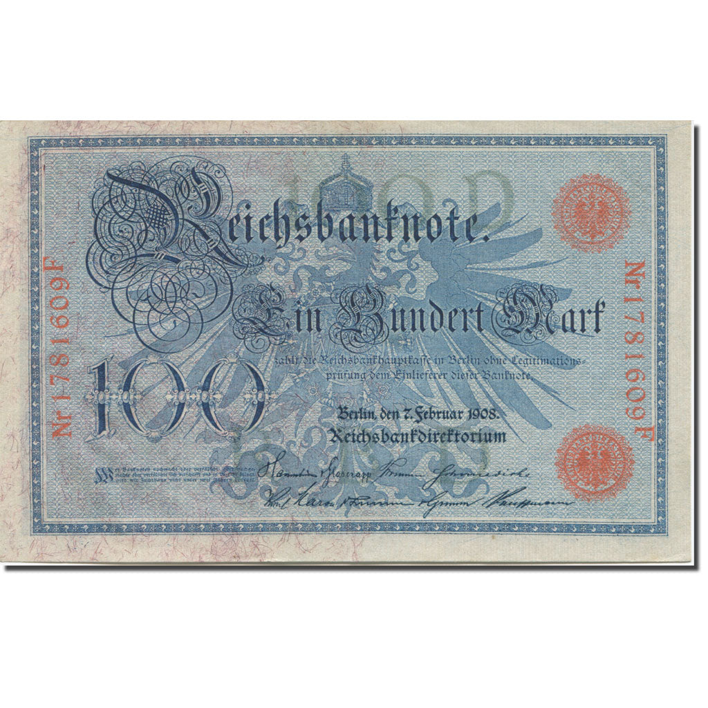 Banknote, Germany, 100 Mark, 1908, 1908-02-07, KM:33a, AU(55-58)