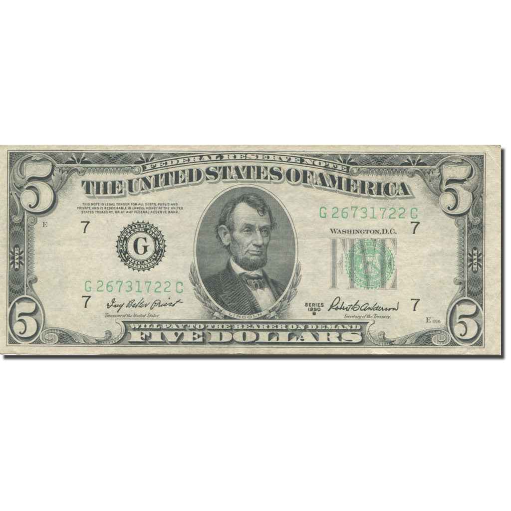 Banknote, United States, Five Dollars, 1950, KM:1821, EF(40-45)