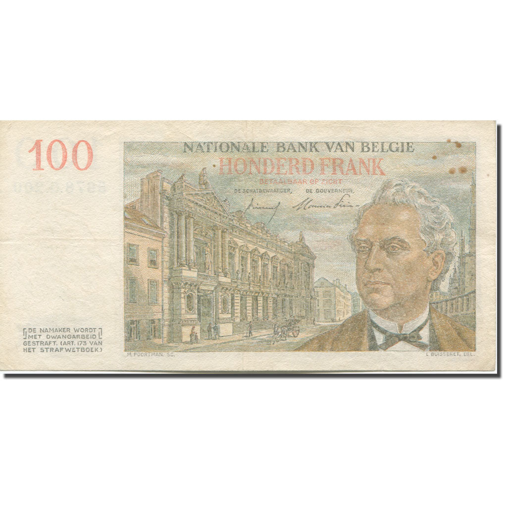 Banknote, Belgium, 100 Francs, 1955, 1955-02-11, KM:129b, EF(40-45)
