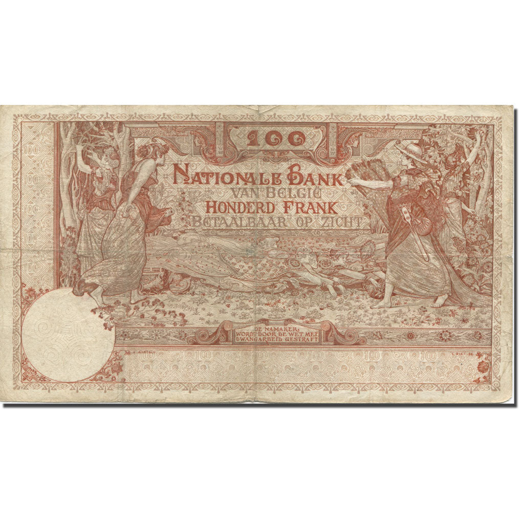 Billet, Belgique, 100 Francs, 1910, 1910-06-16, KM:71, B+