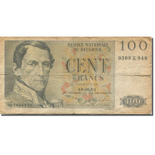 Nota, Bélgica, 100 Francs, 1952-1959, KM:129a, VF(20-25)