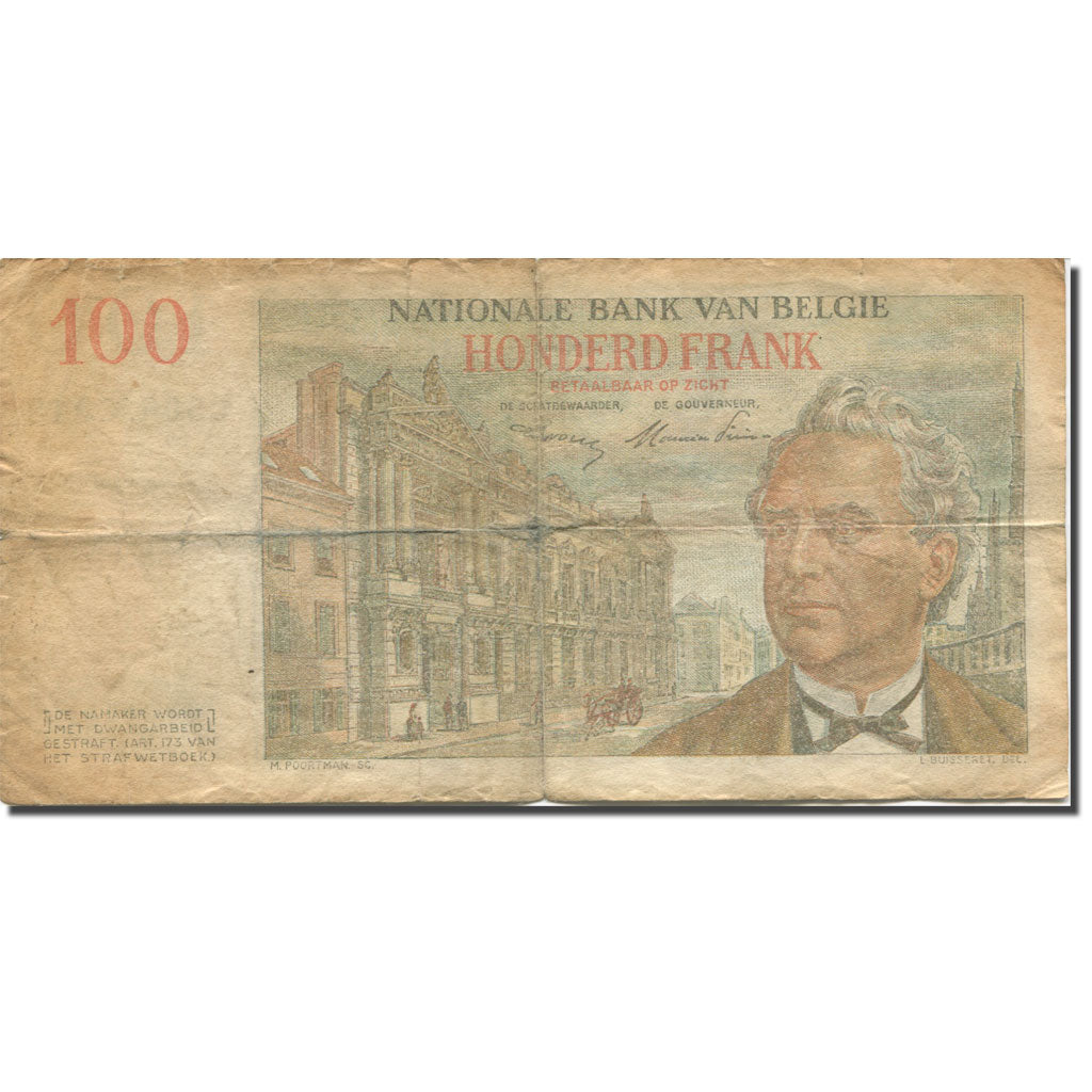Banknote, Belgium, 100 Francs, 1952-1959, KM:129a, VF(20-25)