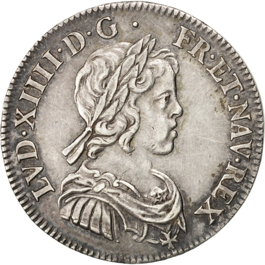 Louis XIV, 1/4 Ecu à la mèche courte 1644 Paris Rose, KM 161.1