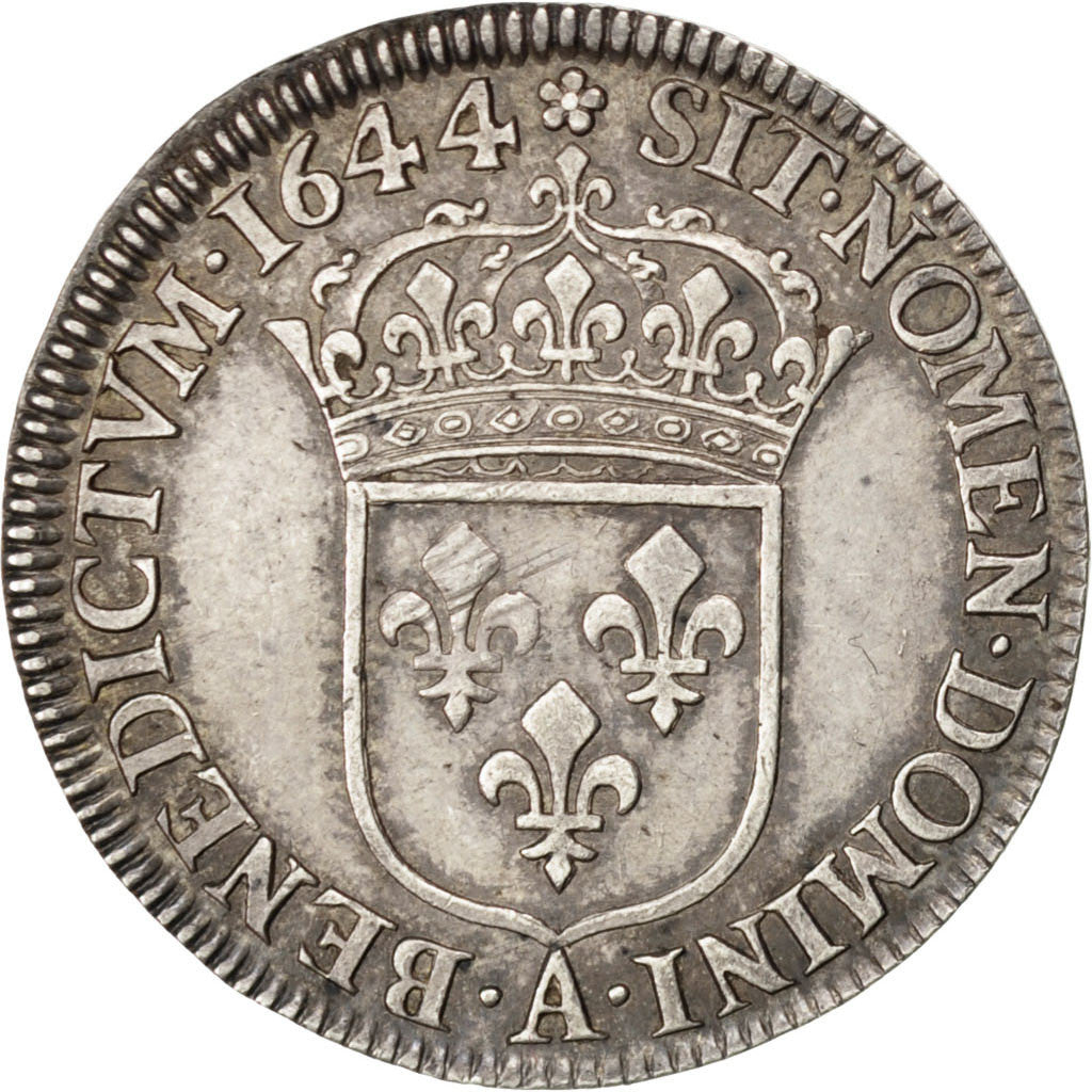 Louis XIV, 1/4 Ecu à la mèche courte 1644 Paris Rose, KM 161.1