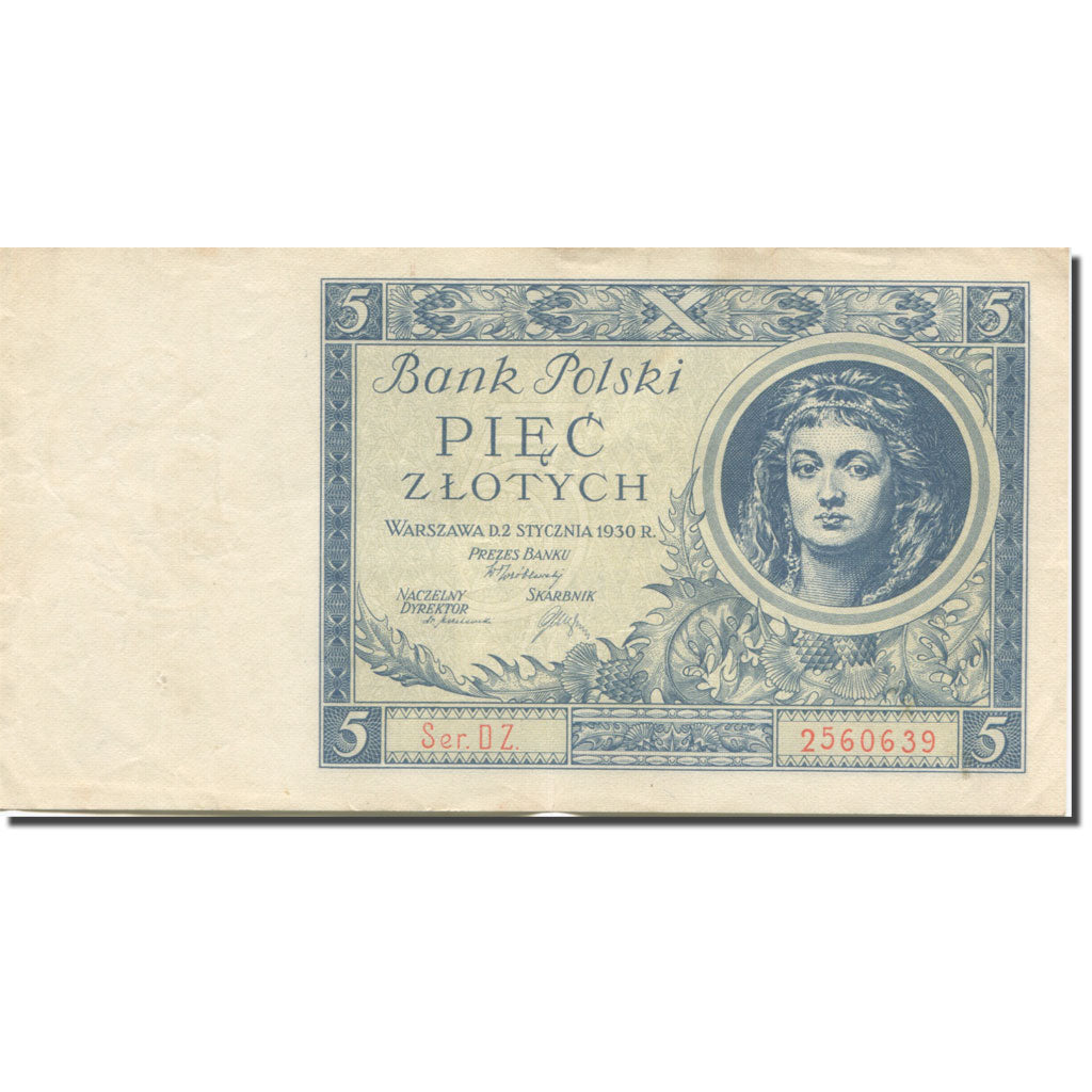Geldschein, Polen, 5 Zlotych, 1940, 1940-03-01, KM:93, VZ