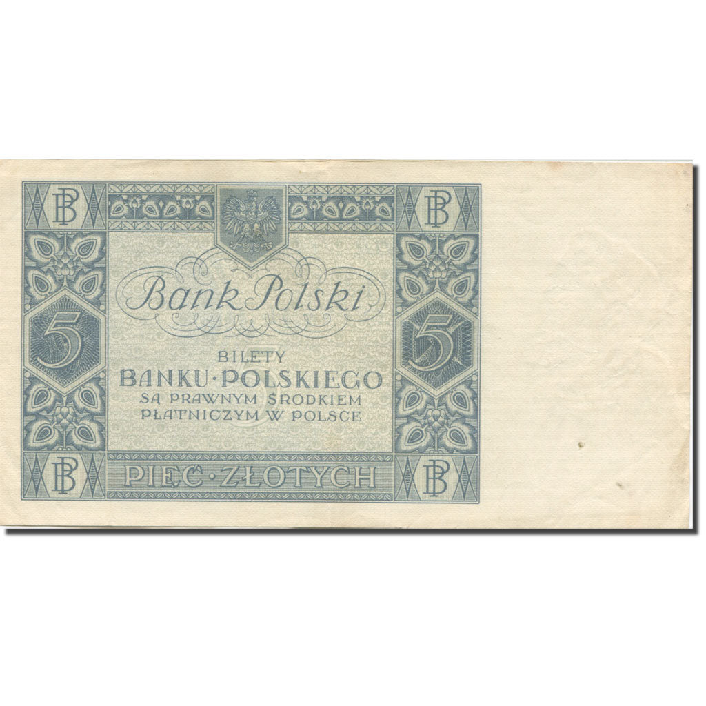 Geldschein, Polen, 5 Zlotych, 1940, 1940-03-01, KM:93, VZ