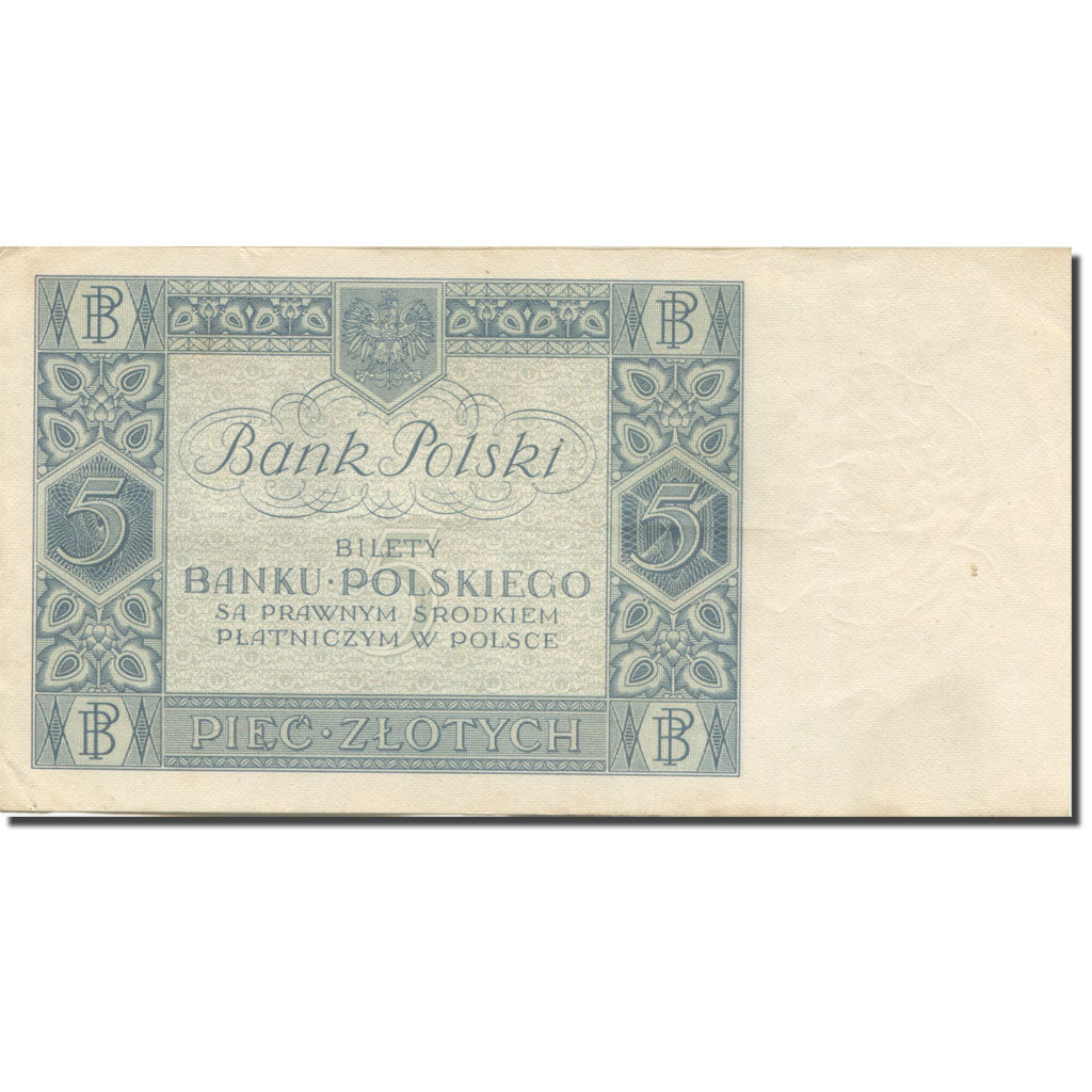 Banknote, Poland, 5 Zlotych, 1930, KM:93, AU(55-58)