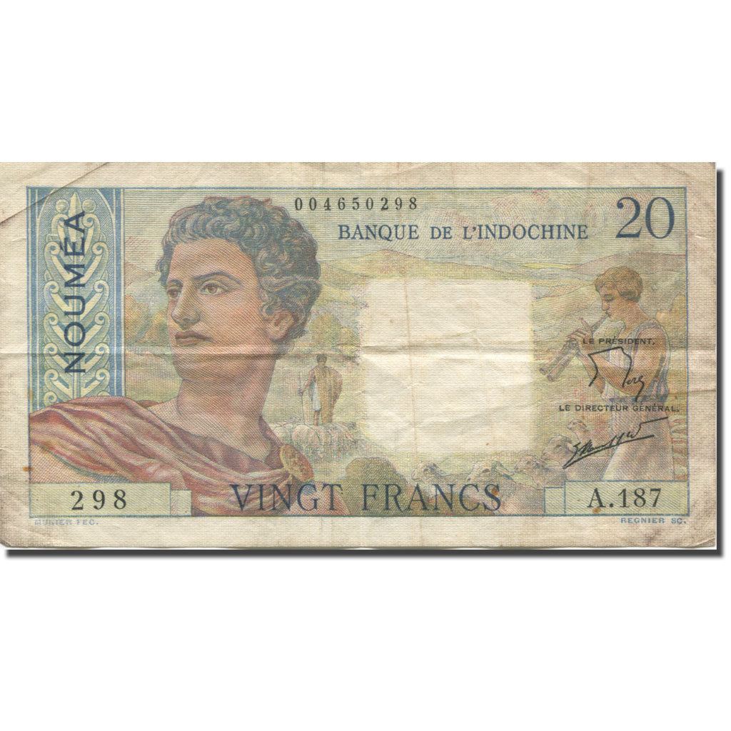 Banconote, Nuova Caledonia, 20 Francs, 1951-1963, 1951, KM:50a, MB