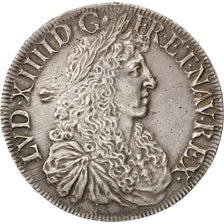 Francia, Louis XIV, Ecu, 1665, Bayonne, BB+, Argento, KM:214.2