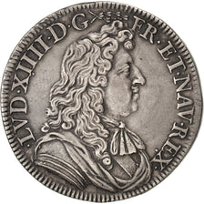 FRANCE, 1/2 Écu à la cravate, 1/2 ECU, 1676, Paris, KM #230.1, EF(40-45), Silver