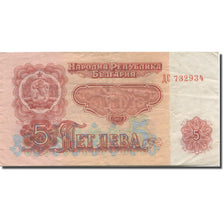Nota, Bulgária, 5 Leva, 1962, KM:90a, EF(40-45)