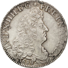 FRANCE, 1/2 Écu aux 8 L, 1/2 ECU, 1690, Lille, KM #273.19, AU(50-53), Silver, ..