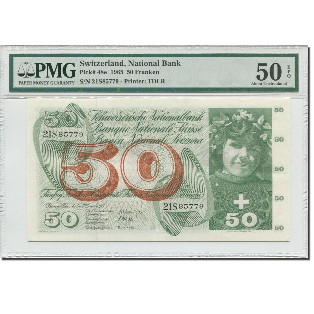 Banconote, Svizzera, 50 Franken, 1965, 1965-12-23, Rare, KM:48e, graded, PMG