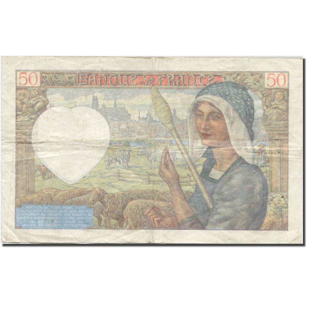 França, 50 Francs, Jacques Coeur, 1940, 1940-06-13, VF(20-25), Fayette:19.1