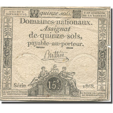 France, 15 Sols, 1792, Buttin, 1792-01-04, TB, KM:A54