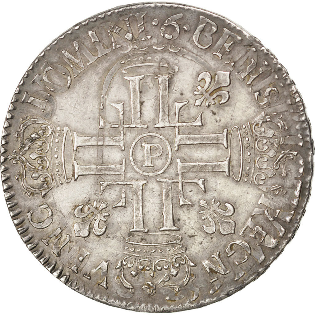 Francia, Louis XIV, Écu aux 8 L, Ecu, 1691, Dijon, BB+, Argento, KM:275.13,...