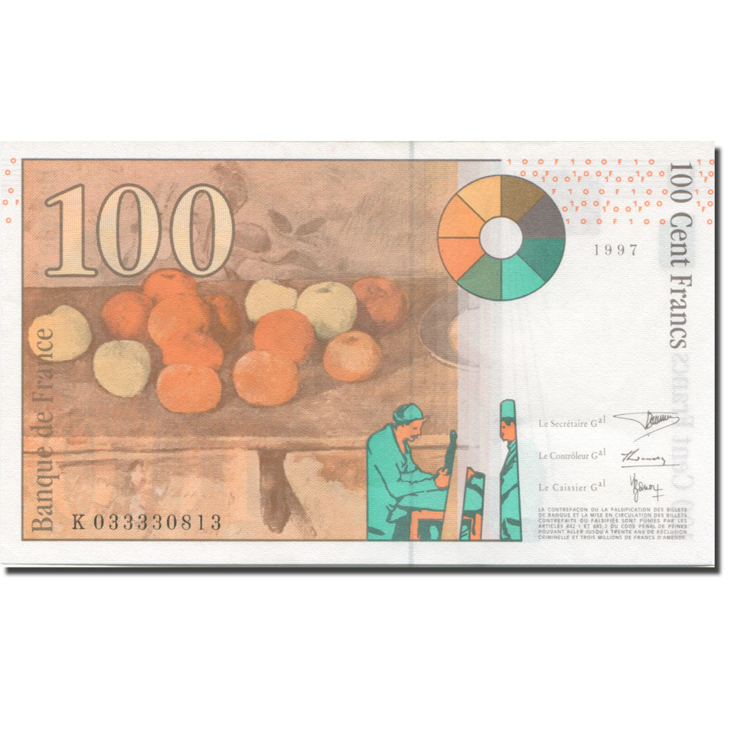 France, 100 Francs, Cézanne, 1997, UNC(63), Fayette:74.1, KM:158s